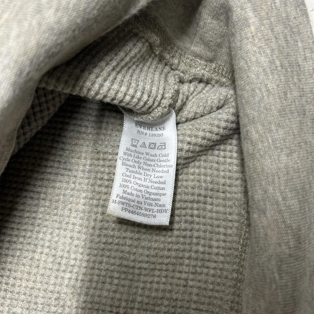 Everlane Womens Medium Waffle Knit Hoodie Grey Pullover Cotton Long Sleeve - Picture 3 of 8
